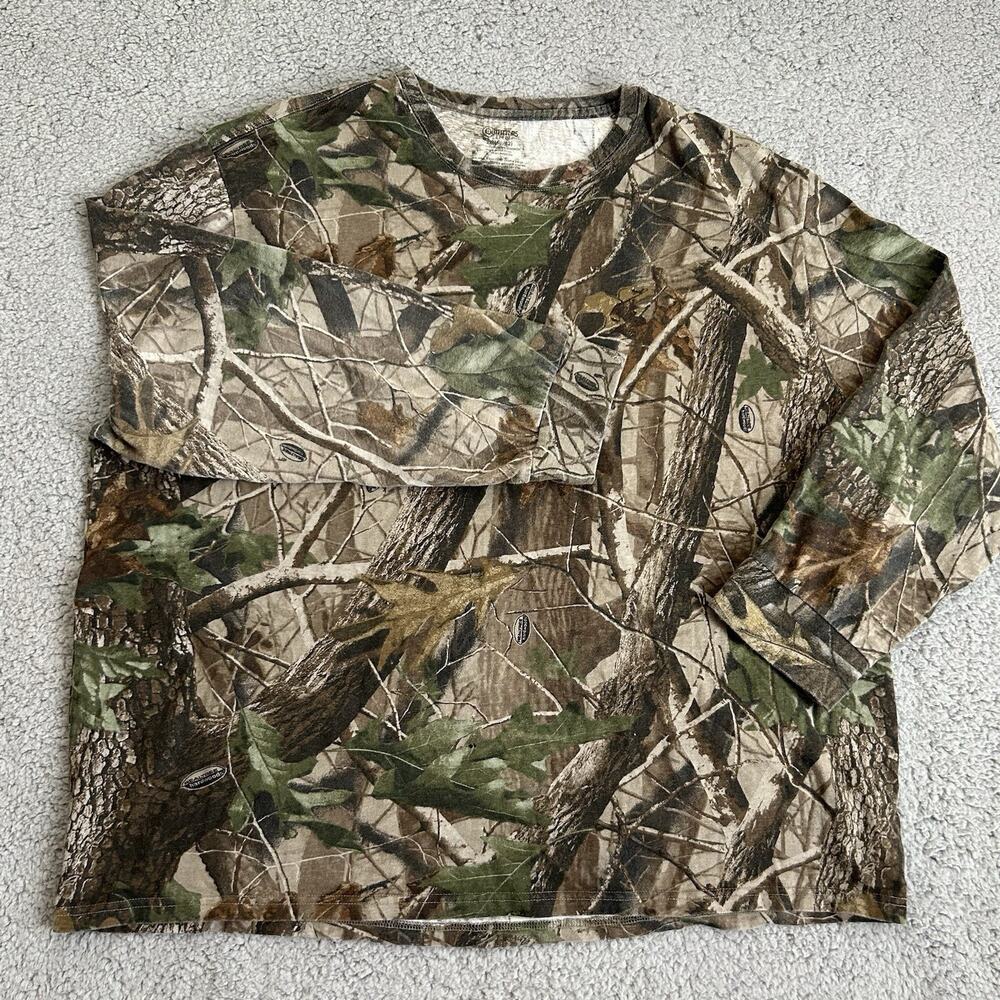 Outfitters Ridge Men Size 2XL Long Sleeve Camo Sport Shirt Hunting Real Tree 3D